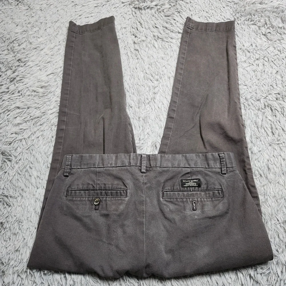 Banana Republic Mason Chino Pants Mens 32x28‎ Gray Casual Stretch Cotton Blend
